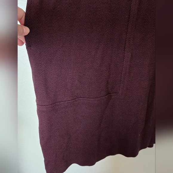 J. Jill Dress Herringbone Ponte Knit 3/4 Sleeve Scoop Neck Burgundy Size Small - Picture 7 of 10